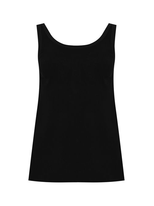 Top in maglia con bande in viscosa lucida e bottoni gioiello Nero Burro Elisabetta Franchi | TK72S61E2685